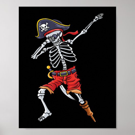 Fun Halloween voor jongens Mannen met piraatskelet Poster (Voorkant)