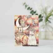 Fun Halloween witch art print Feestdagenkaart (Staand voorkant)