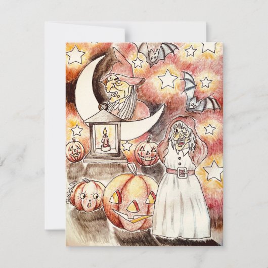 Fun Halloween witch art print Feestdagenkaart (Voorkant)