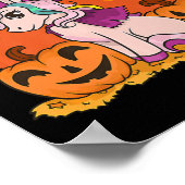 Fun Halloween Witchy Unicorn Cute Witch Pumpkin Poster (Hoek)