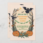 Fun Halloween with Pumpkins, Bats & Autumn Trees Kaart (Voorkant / Achterkant)