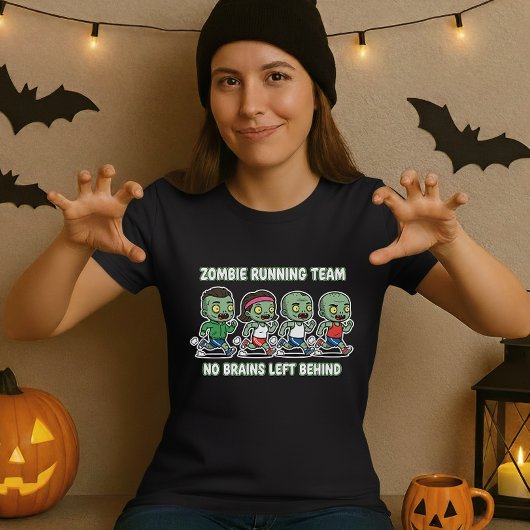 Fun Halloween Zombie Running Team For Brains T-shirt