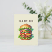 Fun Hamburger add message business name  Briefkaart (Staand voorkant)