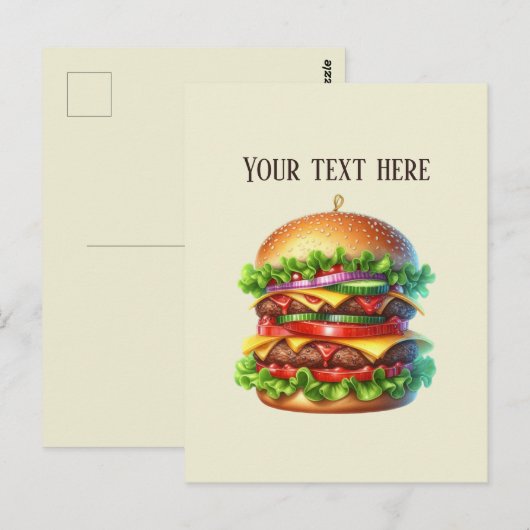 Fun Hamburger add message business name  Briefkaart (Voorkant / Achterkant)