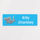 Fun hamerhaai stripfiguur personalisatie labels (Design 1)