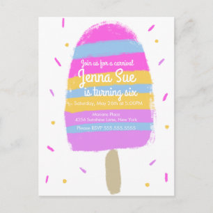 Fun Hand Drage Ice Cream Party Painterly Birthday Briefkaart