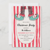 Fun Hand Drawn Elf Sock Christmas Party Kaart (Voorkant)