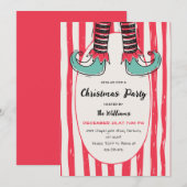 Fun Hand Drawn Elf Sock Christmas Party Kaart (Voorkant / Achterkant)