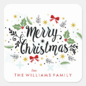Fun Hand Lettered kerst Vierkante Sticker (Voorkant)