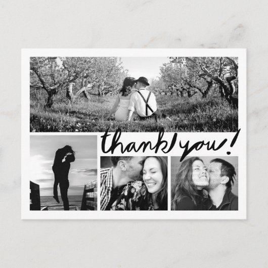 Fun Handwrite 4 Photo Collage Hartelijk dank Brief Briefkaart (Voorkant)