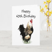 Fun Happy 65th Birthday Spring Chicken Humor Kaart (Gele Bloem)