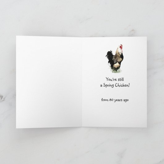 Fun Happy 80th Birthday Spring Chicken Humor Kaart (Binnen)