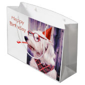 Fun Happy Birthday Cute Dog-viering Groot Cadeauzakje (Achterkant Gekanteld)