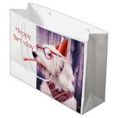 Fun Happy Birthday Cute Dog-viering Groot Cadeauzakje (Voorkant Gekanteld)