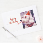 Fun Happy Birthday Cute Dog-viering Rechthoekige Sticker (Envelop)