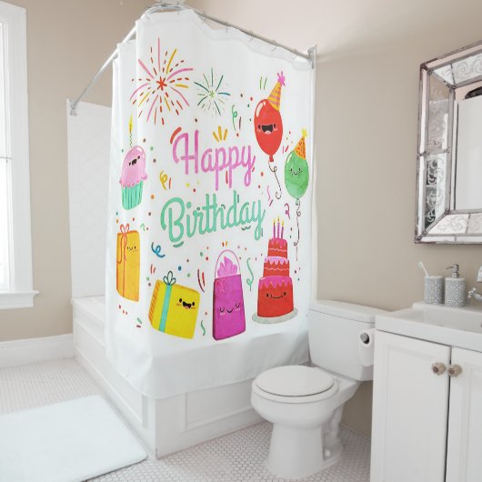 Fun Happy Birthday Douchegordijn (In situ)