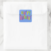 Fun Happy Birthday-illustratie Vierkante Sticker (Tas)