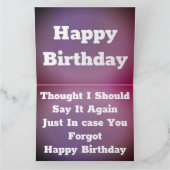 Fun Happy Birthday Kaart Personaliseer tekst (Binnen)