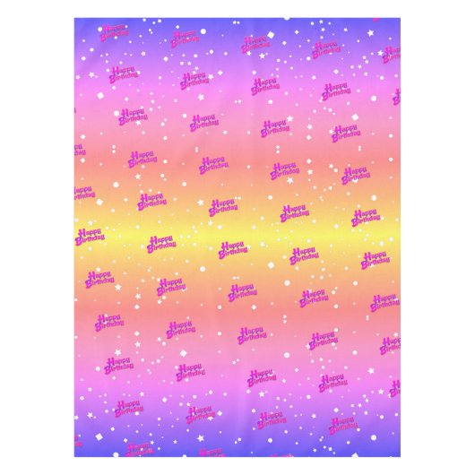 Fun Happy Birthday on Pink and Gold Gradient Tafelkleed (Voorkant)