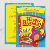 Fun Happy Birthday Party Kaart (Voorkant / Achterkant)