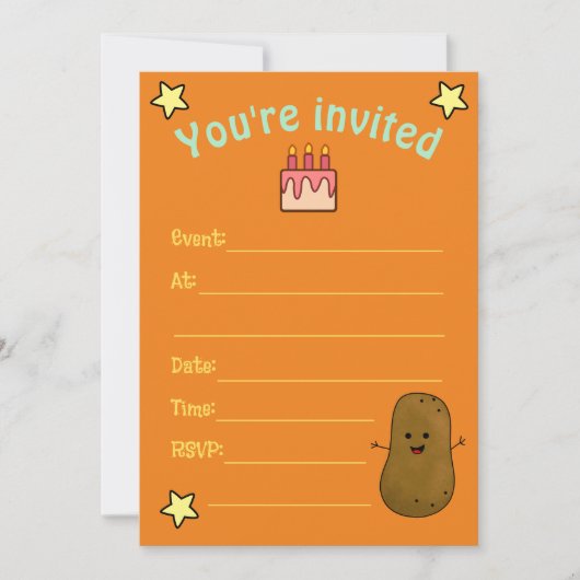 Fun Happy Birthday Potato - Gepersonaliseerd Kaart (Voorkant)