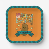 Fun Happy Birthday Potato - Gepersonaliseerd Papieren Bordje (Voorkant)