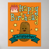 Fun Happy Birthday Potato - Gepersonaliseerd Poste Poster (Voorkant)