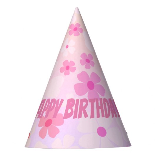 Fun "Happy Birthday" roze ventilatorkracht Feesthoedjes (Voorkant)