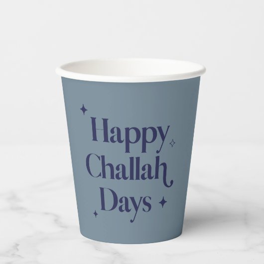 Fun Happy Challah Days Chanoeka Blauw Papieren Bekers (Voorkant)