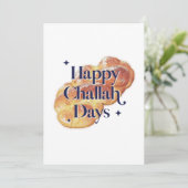Fun Happy Challah Days Hanukkah Waterverf 2022 Feestdagenkaart (Staand voorkant)