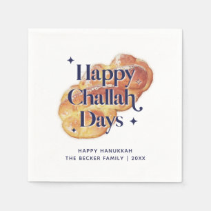 Fun Happy Challah Days Hanukkah Waterverf Napkin Servet