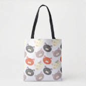 Fun Happy Cute Cat Head Cartoon Fun Pattern Tote Bag (Voorkant)