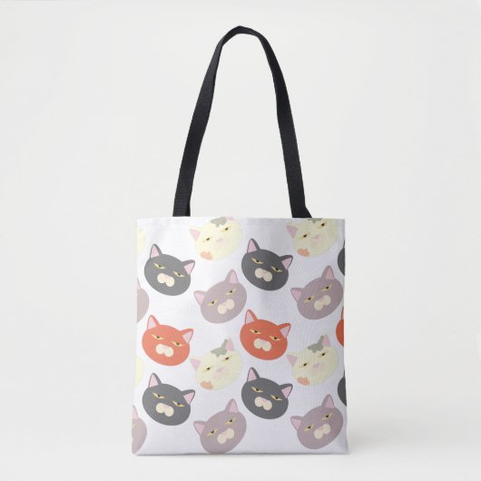 Fun Happy Cute Cat Head Cartoon Fun Pattern Tote Bag (Voorkant)