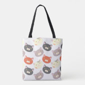 Fun Happy Cute Cat Head Cartoon Fun Pattern Tote Bag (Achterkant)