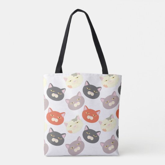 Fun Happy Cute Cat Head Cartoon Fun Pattern Tote Bag (Achterkant)