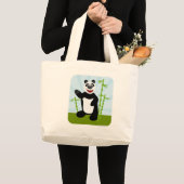 Fun Happy Cute Panda Beer Cartoon Art Grote Tote Bag (Voorkant (product))
