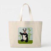 Fun Happy Cute Panda Beer Cartoon Art Grote Tote Bag (Achterkant)