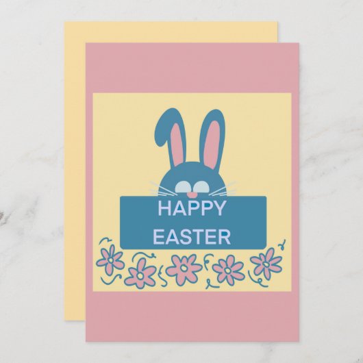 Fun Happy Easter Bunny Kaart (Voorkant / Achterkant)