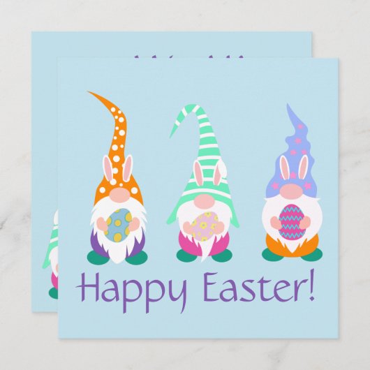 Fun Happy Easter Gnome Personalized Spring Colors (Voorkant / Achterkant)