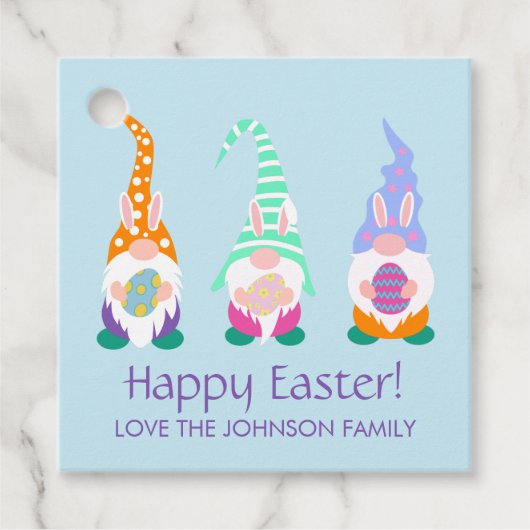 Fun Happy Easter Gnomes Spring Colors - Gepersonal Bedankjes Labels (Voorkant)