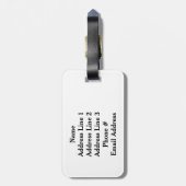 Fun, Happy, Girly Pink en Paarse Stripes Patroon Bagagelabel (Achterkant verticaal)