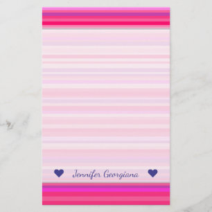 Fun, Happy, Girly Pink en Paarse Stripes Patroon Briefpapier