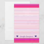 Fun, Happy, Girly Pink en Paarse Stripes Patroon Briefpapier (Voorkant / Achterkant)