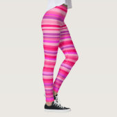 Fun, Happy, Girly Pink en Paarse Stripes Patroon Leggings (Rechts)