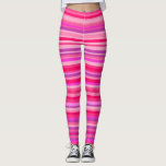 Fun, Happy, Girly Pink en Paarse Stripes Patroon Leggings<br><div class="desc">Deze leggings zijn uitgerust met een leuk, gelukkig, korrelig streekpatroon met verschillende kleuren zoals roze en paars.</div>