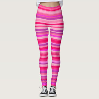 Fun, Happy, Girly Pink en Paarse Stripes Patroon Leggings