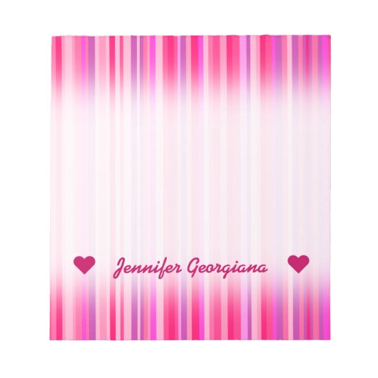 Fun, Happy, Girly Pink en Paarse Stripes Patroon Notitieblok (Voorkant)