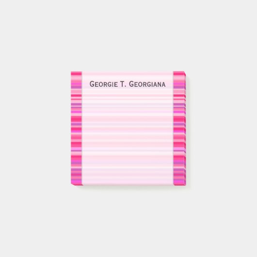 Fun, Happy, Girly Pink en Paarse Stripes Patroon Post-it® Notes (Voorkant)