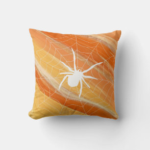 Fun Happy Halloween Black en Oranje Spider Web Kussen