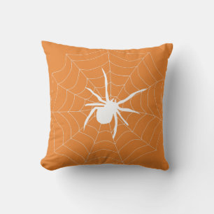 Fun Happy Halloween Black en Oranje Spider Web Kussen